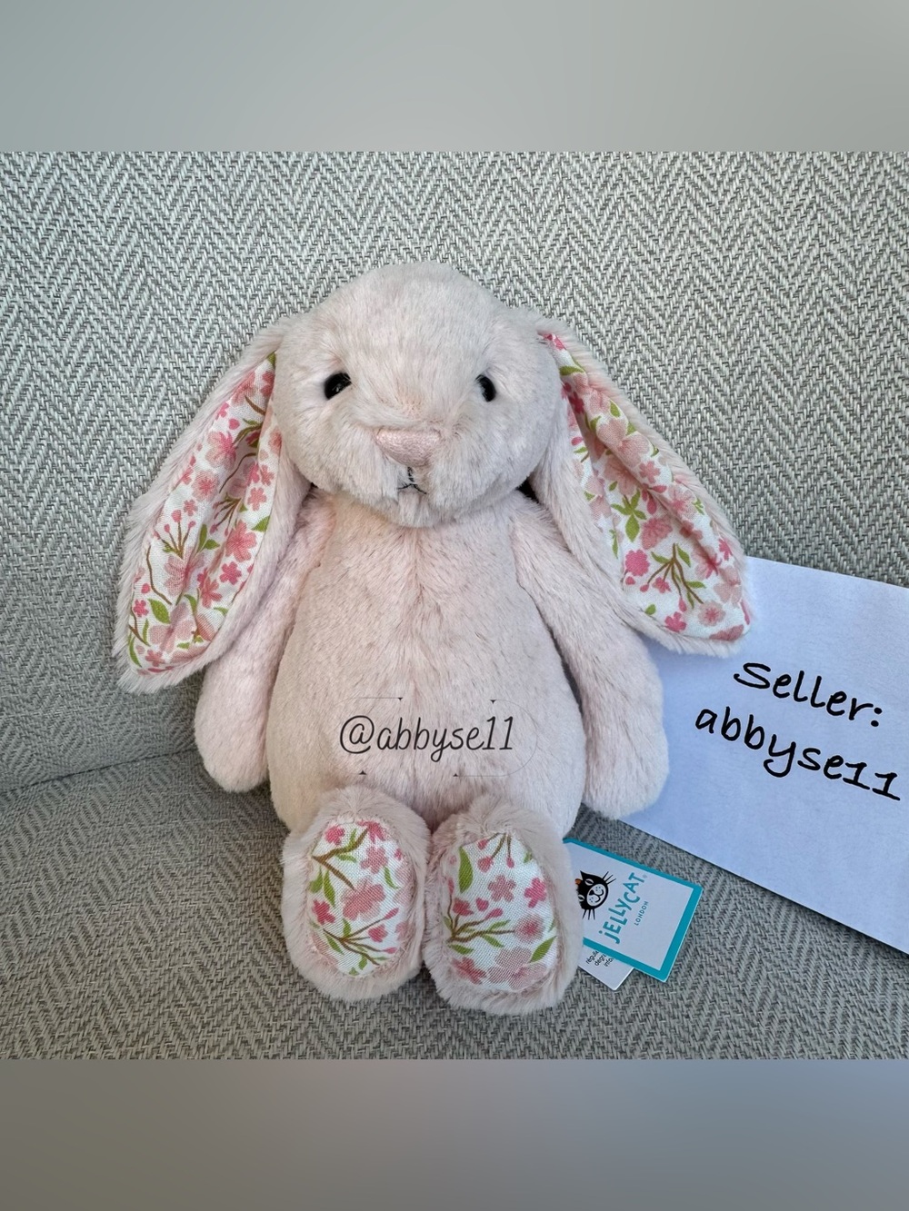 Jellycat Blossom Blush Bunny 'Cherry' - Small - Authentic - BNWT - Fast Ship